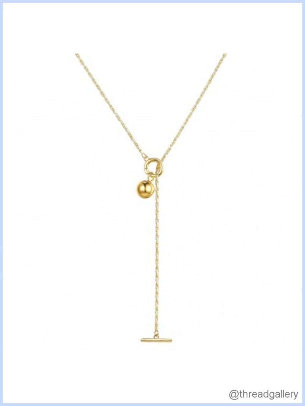 14K Gold Y Necklace Lariat Slip Chain Detachable Soccer Ball Pendant Convertible